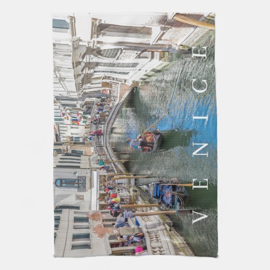 Venetië kanaal en brug uitzicht theedoek (Verticaal)