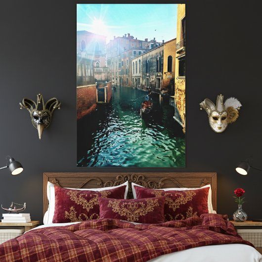 Venetië Kanaal Gondola Italiaanse Architectuur Fot Canvas Afdruk