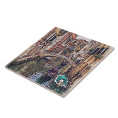 Venetië-kanaal met huizen en gondel. Italië. Tegeltje (Zijkant)