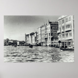 Venetië Kanaal Waterweg Italië Gondel Zwart & Wit Poster