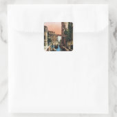 Venetië-kanalen, VIntage-afbeelding Vierkante Sticker (Tas)
