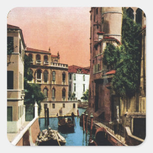 Venetië-kanalen, VIntage-afbeelding Vierkante Sticker
