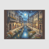 Venetië landschap in de nacht met Van Gogh hemel Tissuepapier (Voorkant)