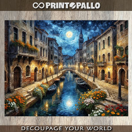 Venetië landschap in de nacht met Van Gogh hemel Tissuepapier