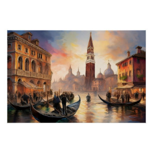 Venetië Landschap Schilderen van Gondolas & San Ma Perfect Poster