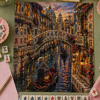Venetië Mahjong Tegel Kanaal Romantisch Gondel Blo Legpuzzel