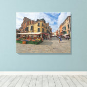 Venetië markt kraampjes uitzicht canvas print (Insitu (Houten vloer))