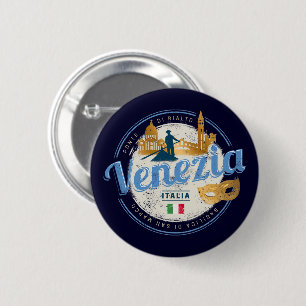Venetië met gondolier Italië carnaval vintage Ronde Button 5,7 Cm