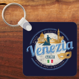 Venetië met gondolier Italië carnaval vintage Sleutelhanger