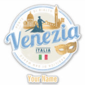 Venetië met gondolier Italië carnaval vintage Sticker (Voorkant)