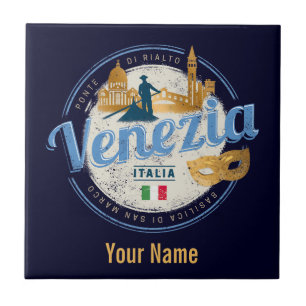 Venetië met gondolier Italië carnaval vintage Tegeltje