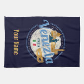 Venetië met gondolier Italië carnaval vintage Theedoek (Horizontaal)