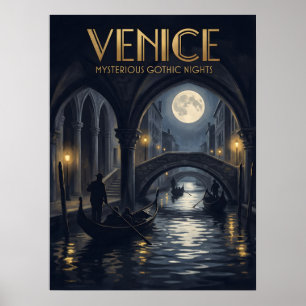 Venetië Mysterieuze Gotische Nachten Reizen Poster
