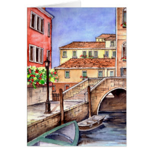 Venetië - Pen & was Waterverf