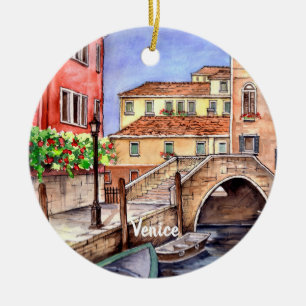 Venetië - Pen & was Waterverf Keramisch Ornament