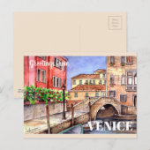 Venetië - Pen & Wash Watercolor Ansichtkaart Briefkaart (Voorkant / Achterkant)