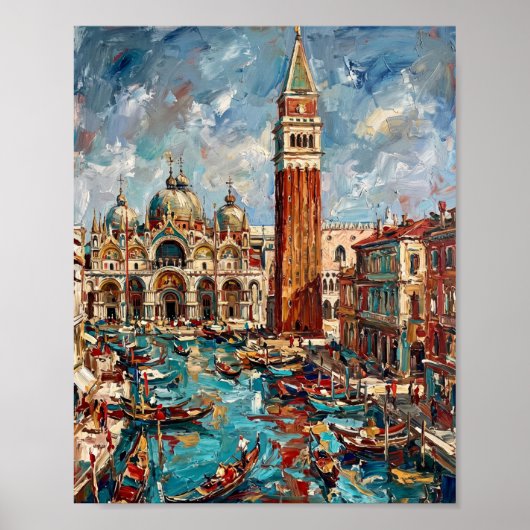 Venetië Poster Luxe Abstracte Olie Schilderij (Voorkant)