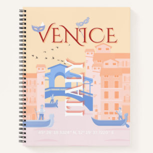 Venetië Reiskunst, Italië, Reiskunst, Retro Notitieboek