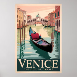  Venetië Reizen - Gondelbaan op het Canal Grande Poster