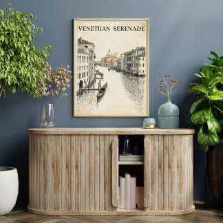 Venetië Reizen | Retro Gondola Kanaal Vintage Poster