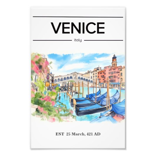 Venetië Rialto Brug watercolor poster (Voorkant)
