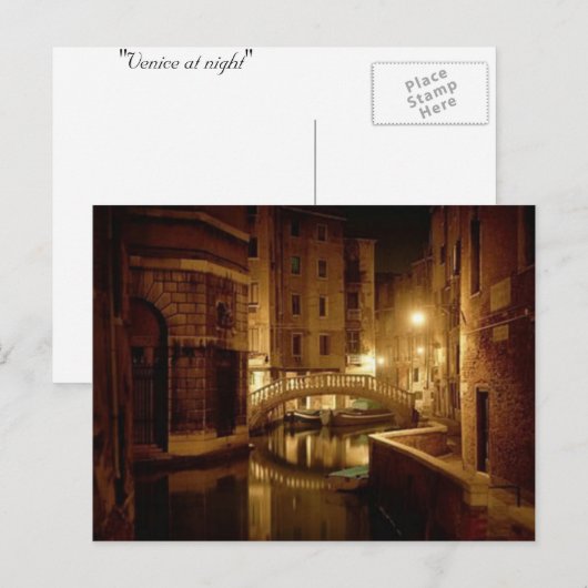 Venetië 's nachts - mooi briefkaart (Voorkant / Achterkant)