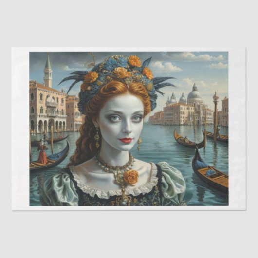 Venetië schoonheid op het balkon tissuepapier (Voorkant)