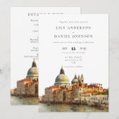 Venetië Skyline Aquarel All In One Trouwdag Kaart (Voorkant / Achterkant)