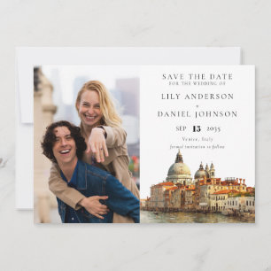Venetië Skyline Aquarel Foto Bruiloft Save The Date