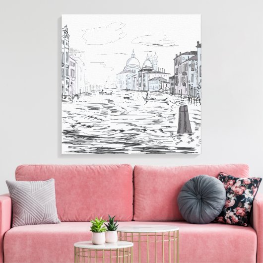 Venetië Stad op de Waterschepen Gebouwen Canvas Afdruk (Insitu (Woonkamer))