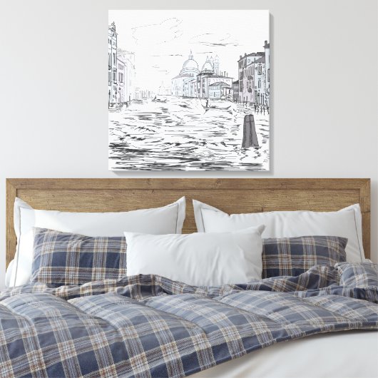 Venetië Stad op de Waterschepen Gebouwen Canvas Afdruk (Insitu (Slaapkamer))
