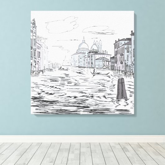 Venetië Stad op de Waterschepen Gebouwen Canvas Afdruk (Insitu (Houten vloer))