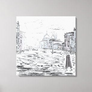 Venetië Stad op de Waterschepen Gebouwen Canvas Afdruk