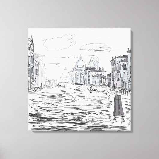 Venetië Stad op de Waterschepen Gebouwen Canvas Afdruk (Voorkant)