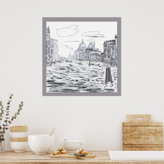 Venetië Stad op de Waterschepen Gebouwen Poster (Keuken)