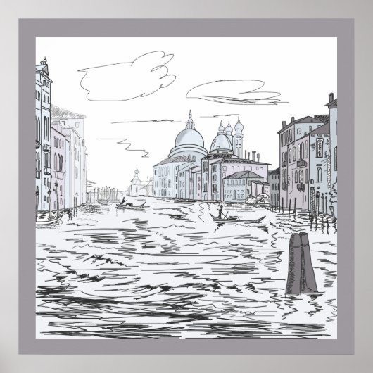 Venetië Stad op de Waterschepen Gebouwen Poster (Voorkant)
