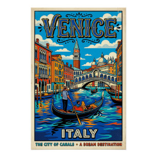 Venetië Stad Van Kanalen Vintage Reisposter Perfect Poster