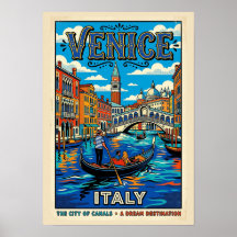 Venetië Stad Van Kanalen Vintage Reisposter