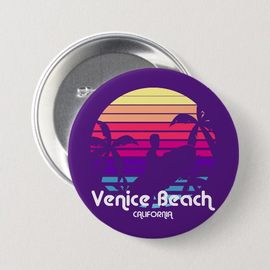  Venetië Strand Californië Zonsondergang Ronde Button 7,6 Cm (Voorkant /achterkant)