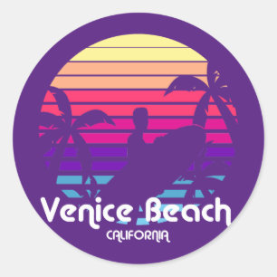  Venetië Strand Californië Zonsondergang Ronde Sticker