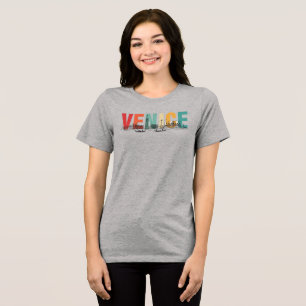 Venetië tekst met skyline Tri-Blend shirt