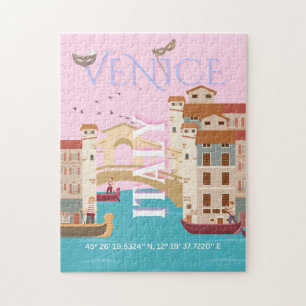 Venetië Travel Art, Italië, Retro Travel Art Legpuzzel