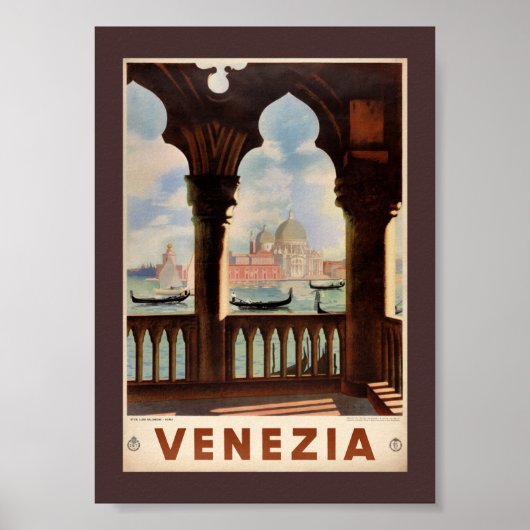 Venetië Venezia Oude Reisposter Gerestaureerd Poster (Voorkant)