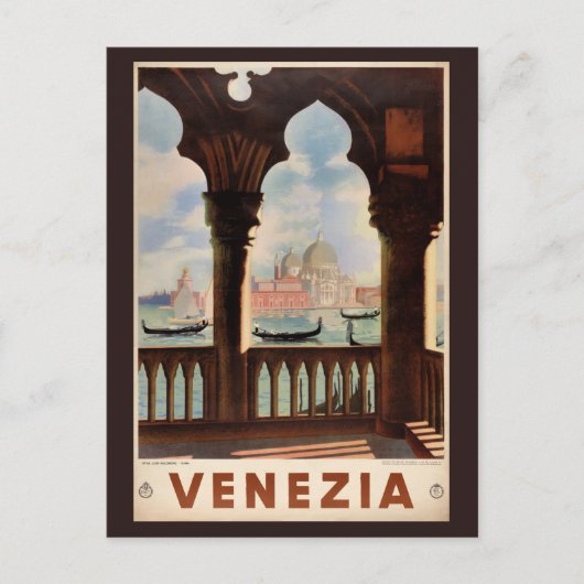 Venetië Venezia Vintage Reizen Poster teruggezet Briefkaart (Voorkant)