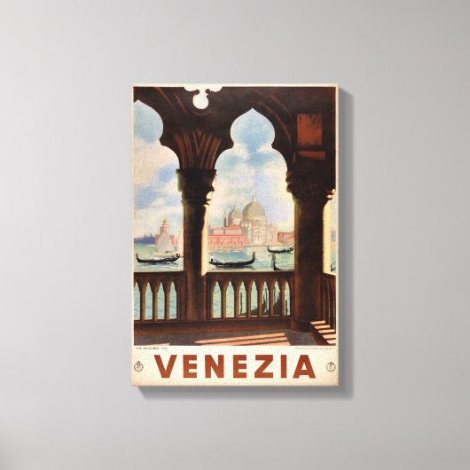 Venetië Venezia Vintage Reizen Poster teruggezet Canvas Afdruk (Voorkant)