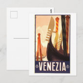 Venetië (Venezia) Vintage Travel Poster Briefkaart (Voorkant / Achterkant)