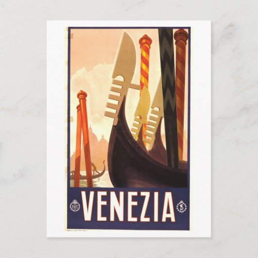 Venetië (Venezia) Vintage Travel Poster Briefkaart (Voorkant)
