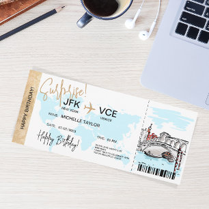 Venetië Verrassingsverjaardag Boarding Pass Ticket Kaart