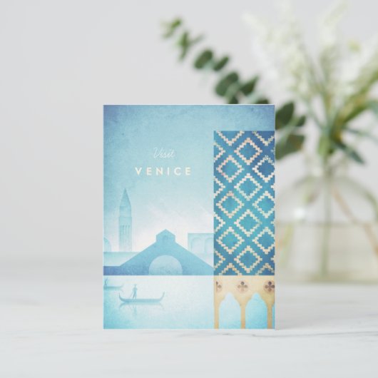 Venetië Vintage Travel Poster - Art Briefkaart (Staand voorkant)