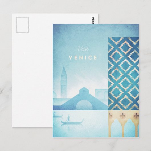 Venetië Vintage Travel Poster - Art Briefkaart (Voorkant / Achterkant)